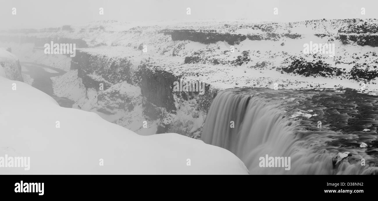 Waterfall in glacial landscape Stock Photo