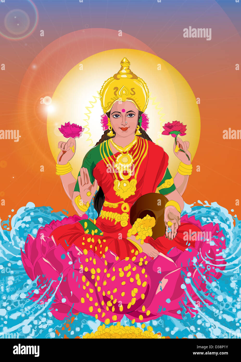 Close-up of Goddess Lakshmi Stock Photo - Alamy, image size:926x1390