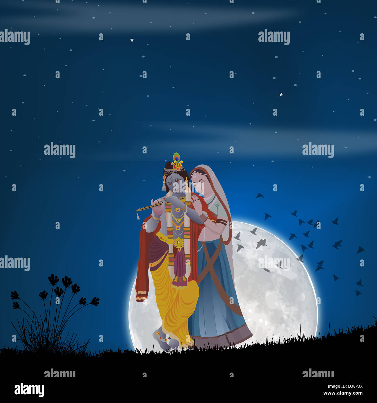 Lord Krishna with Goddess Radha Stock Photo - Alamy