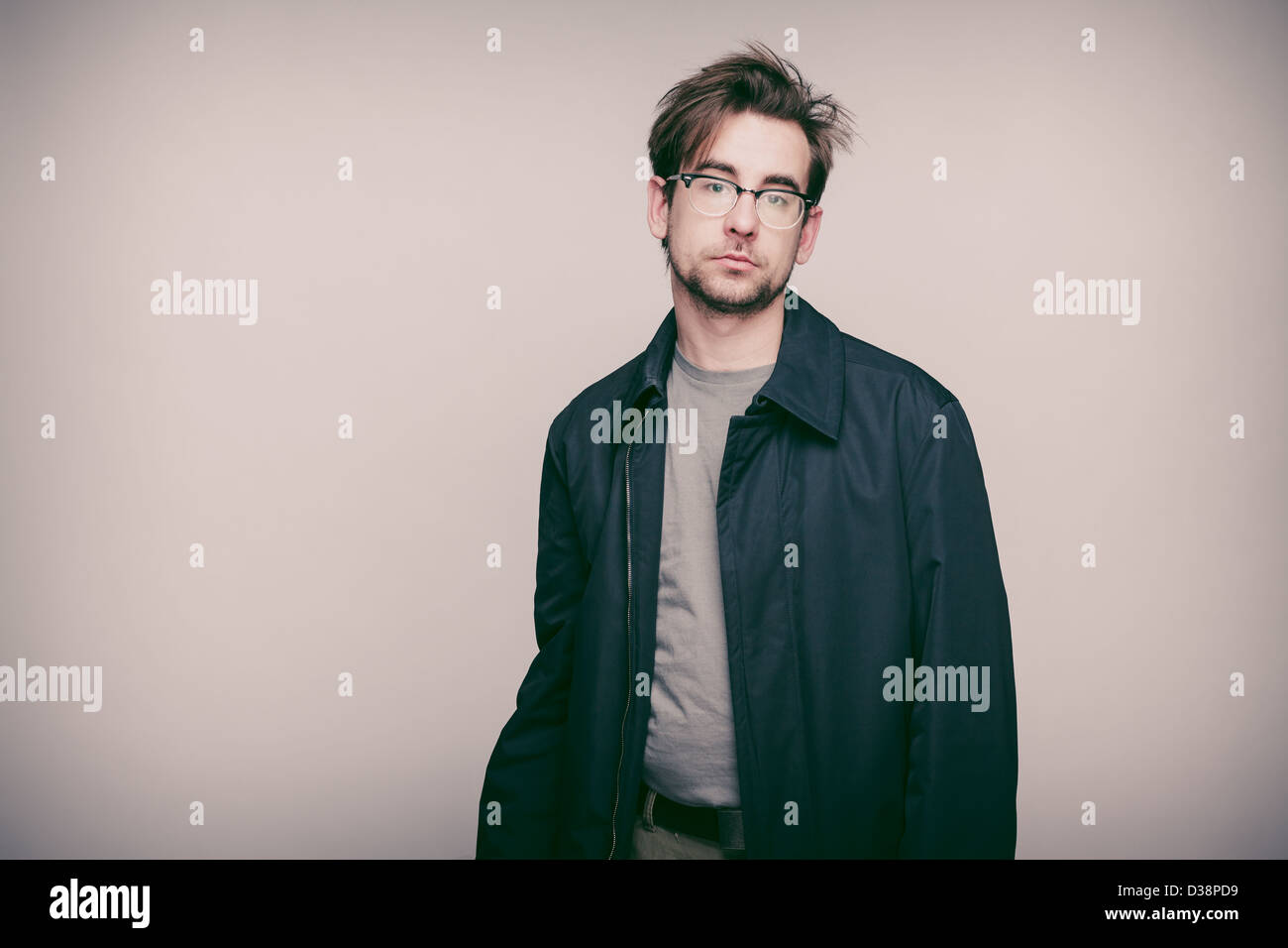 Man in glasses blue shirt hi-res stock photography and images - Alamy