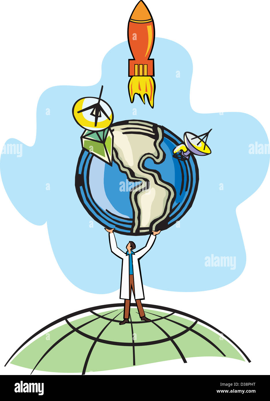 Conceptual image of scientist holding the earth Stock Photo