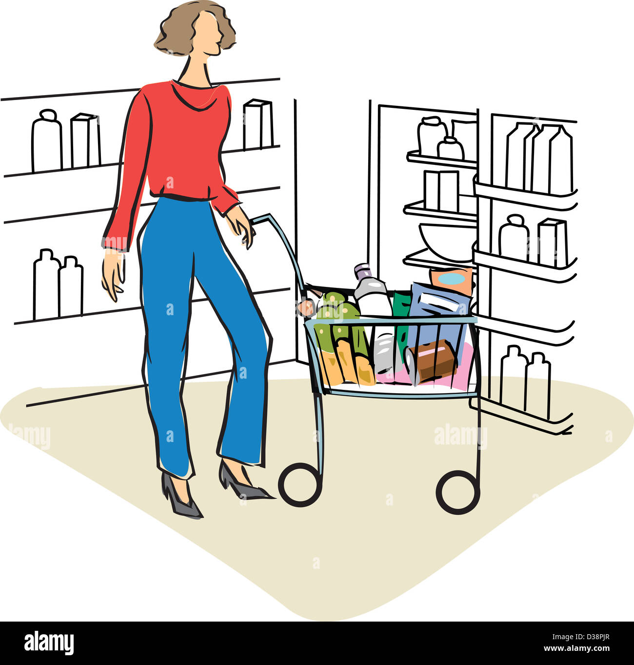 Woman shopping in a supermarket Stock Photo