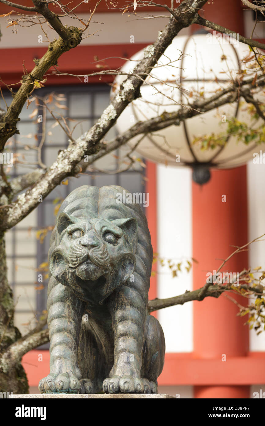 Spiral tiger guardian statue at the Kurama temple, Kyoto, Japan Stock