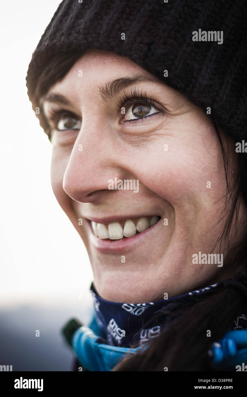 Close up of womans smiling face Stock Photo - Alamy