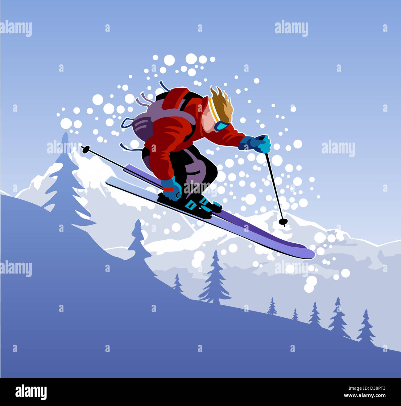 Man jumping while skiing Stock Photo