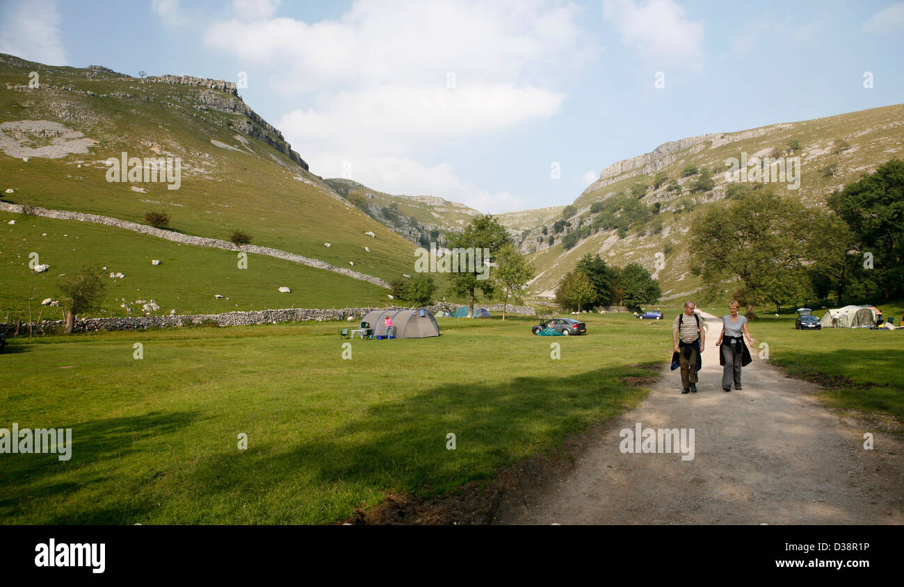 Gordale Campsite , Gordale Scar near Malham Stock Photo