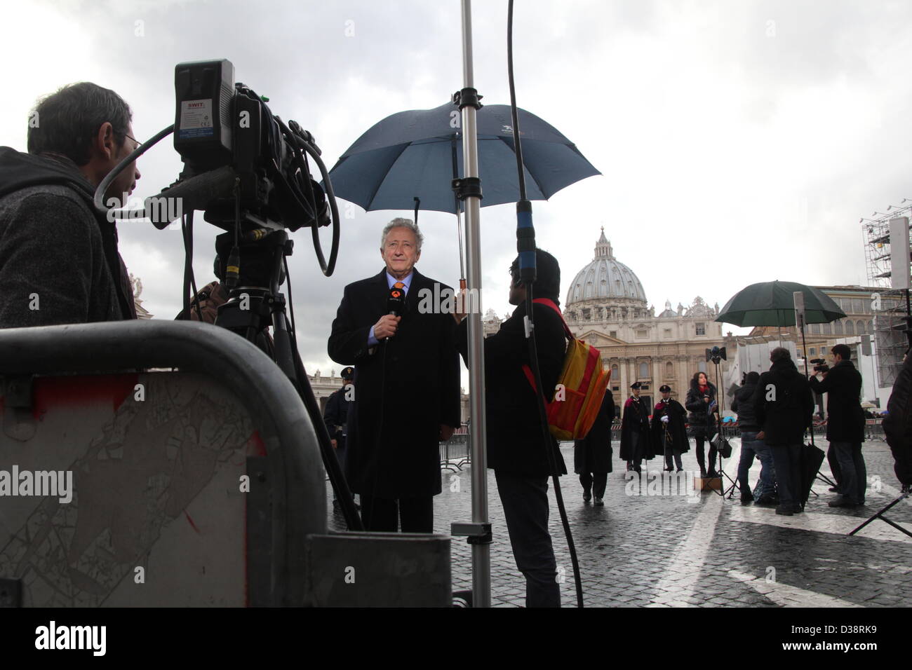 12 Feb 2013 The world's media at the Vatican City, Rome following the resignation announcement by Pope Benedict XVI Stock Photo