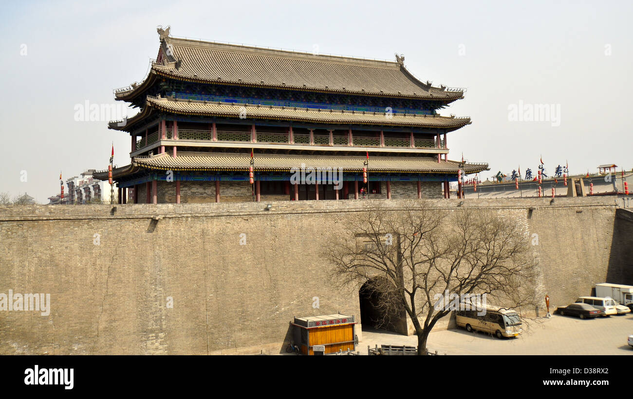 Main Tower of South Gate, Walled City of Xian, China Stock Photo