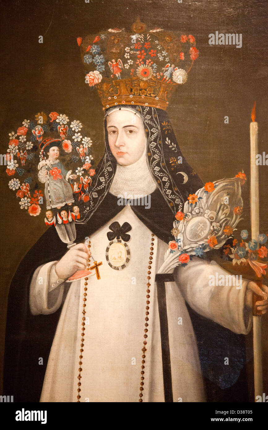 Painting of Nun with Crown at Chapultepec Castle in Mexico City DF Stock Photo