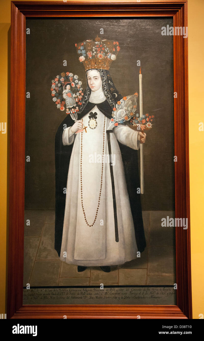 Painting of Nun with Crown at Chapultepec Castle in Mexico City DF Stock Photo