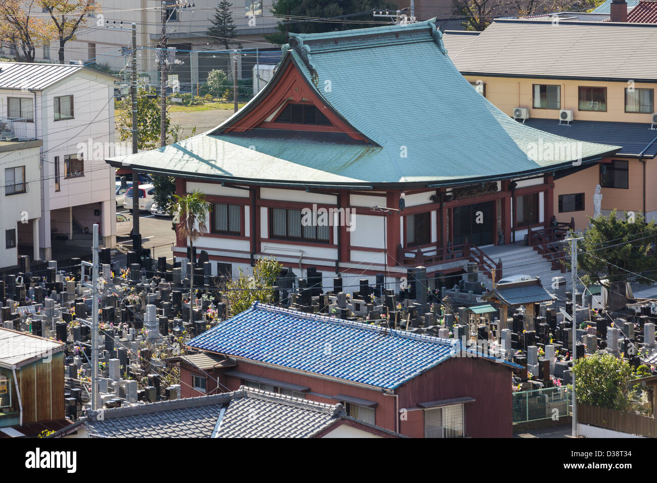 Japanese cemetery in Fuji City, Japan Stock Photo