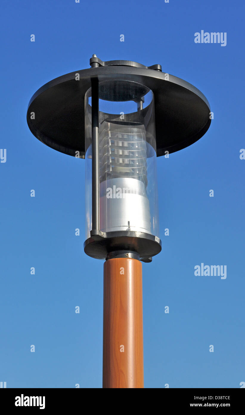 Modern ecological electric street lantern on blue sky Stock Photo