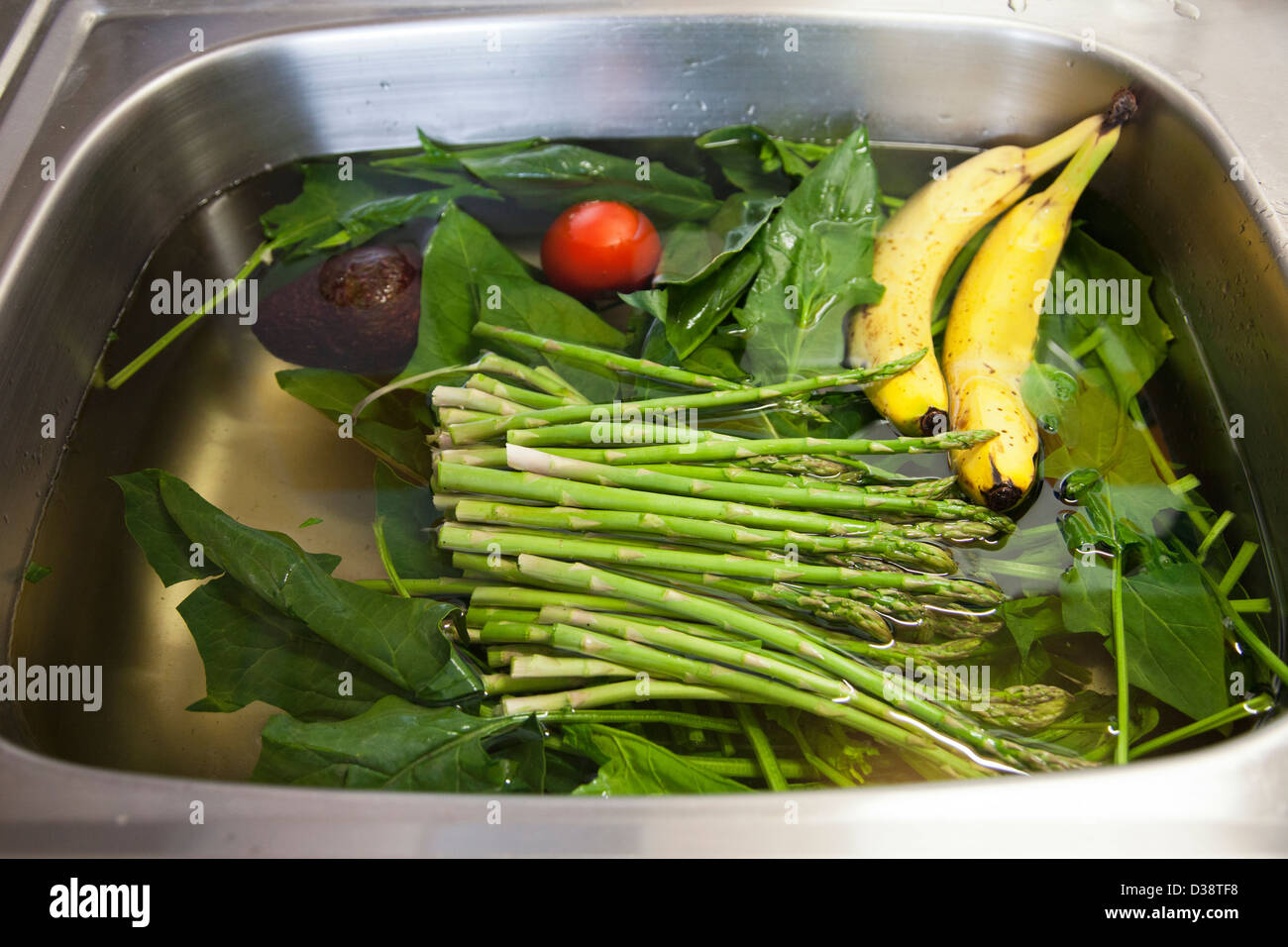 Fresh Fruit and Vegetables being disinfected in Water with Microdyn