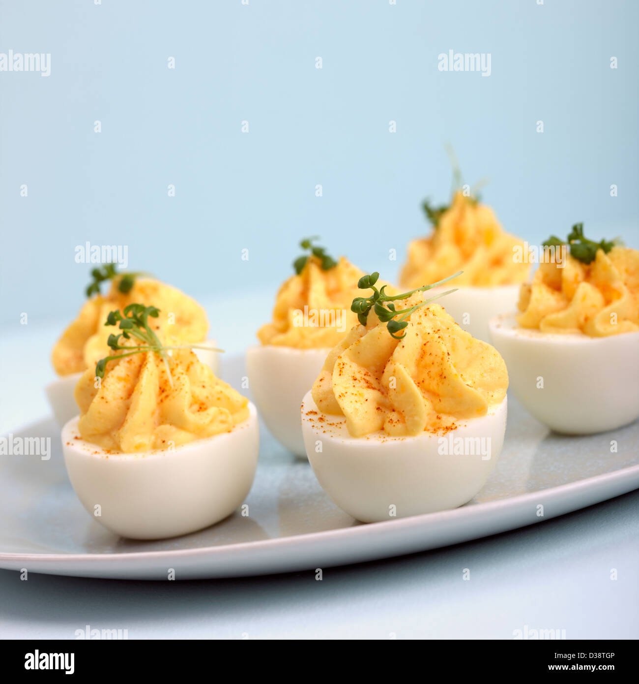 Eggs filled with boiled egg yolk, mixed with mayonnaise, sour cream ...