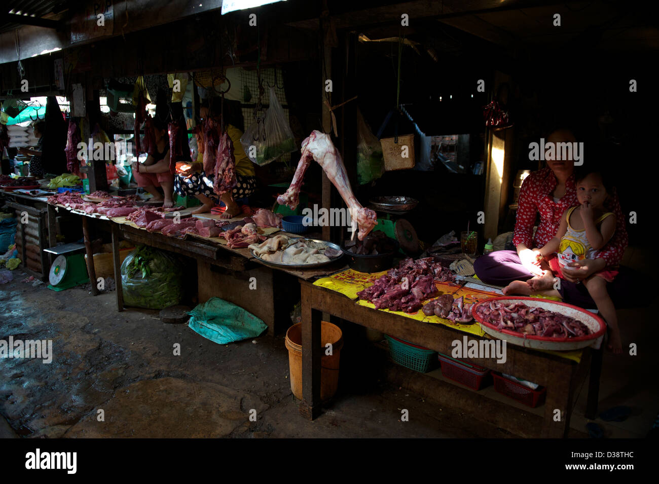 meat selling Stock Photo