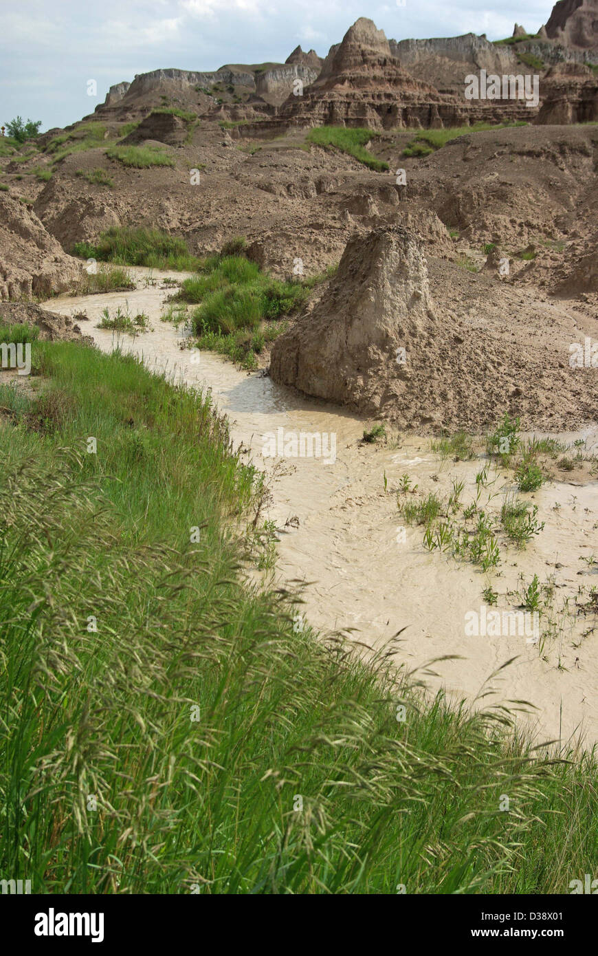Runoff from recent rains shapes the landscape of Badlands National Park ...