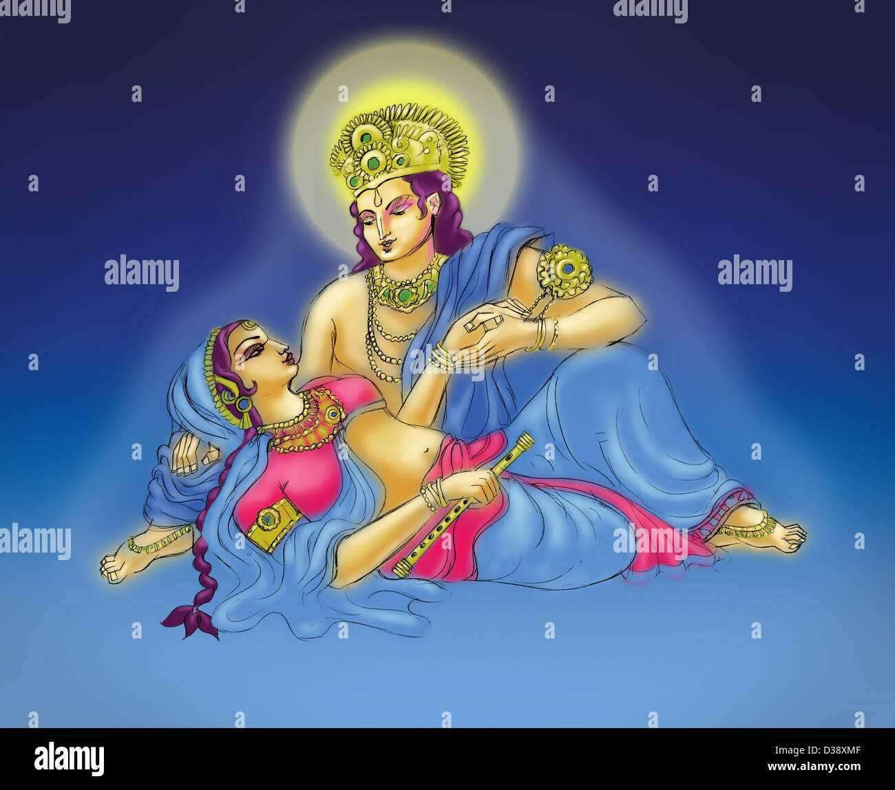 Love and romance of krishna and radha hi-res stock photography and images -  Alamy