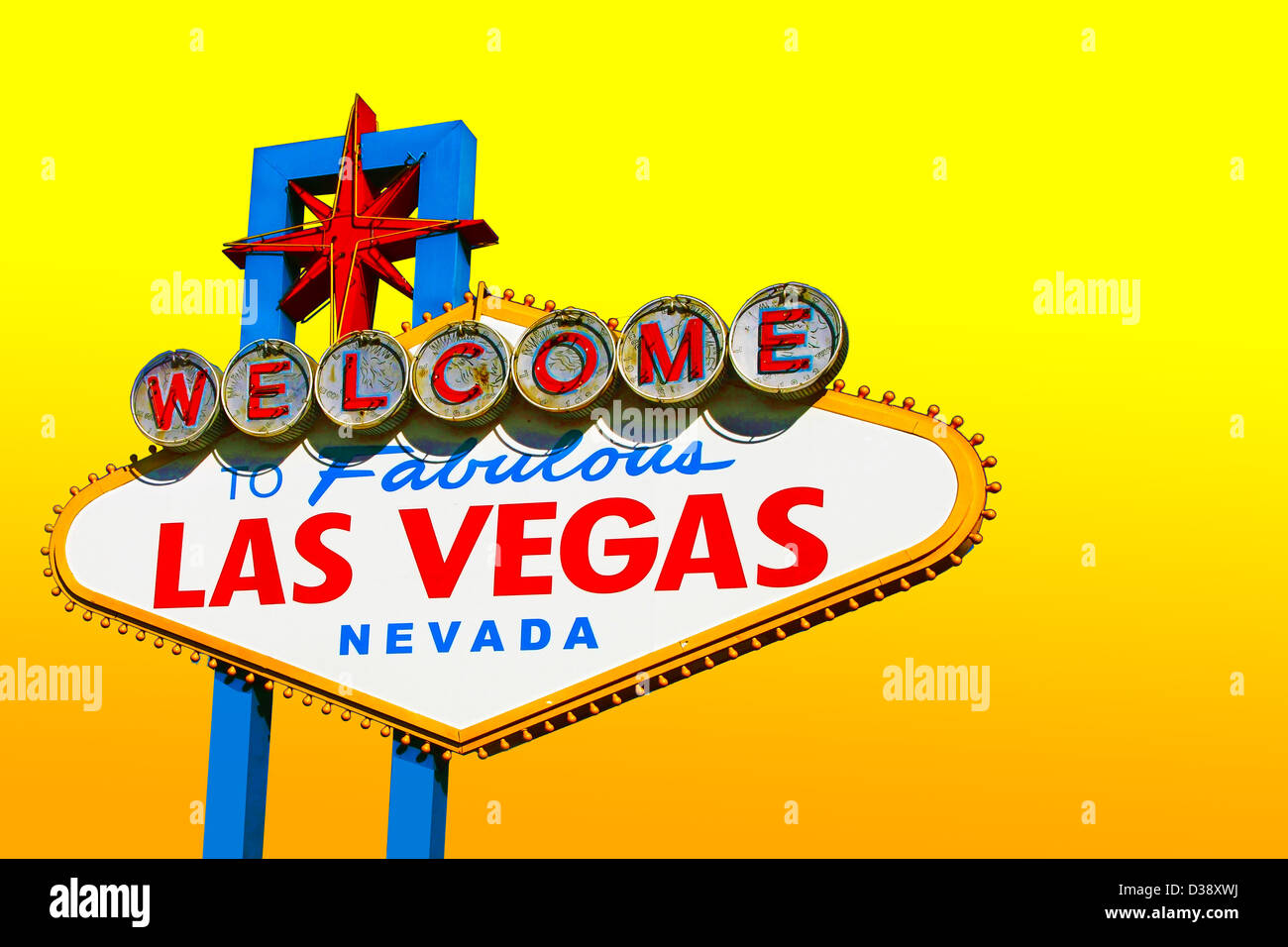 Travel Las Vegas sign yellow background Stock Photo Alamy