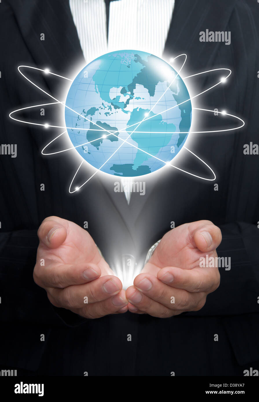 Businessman with a global network. Stock Photo