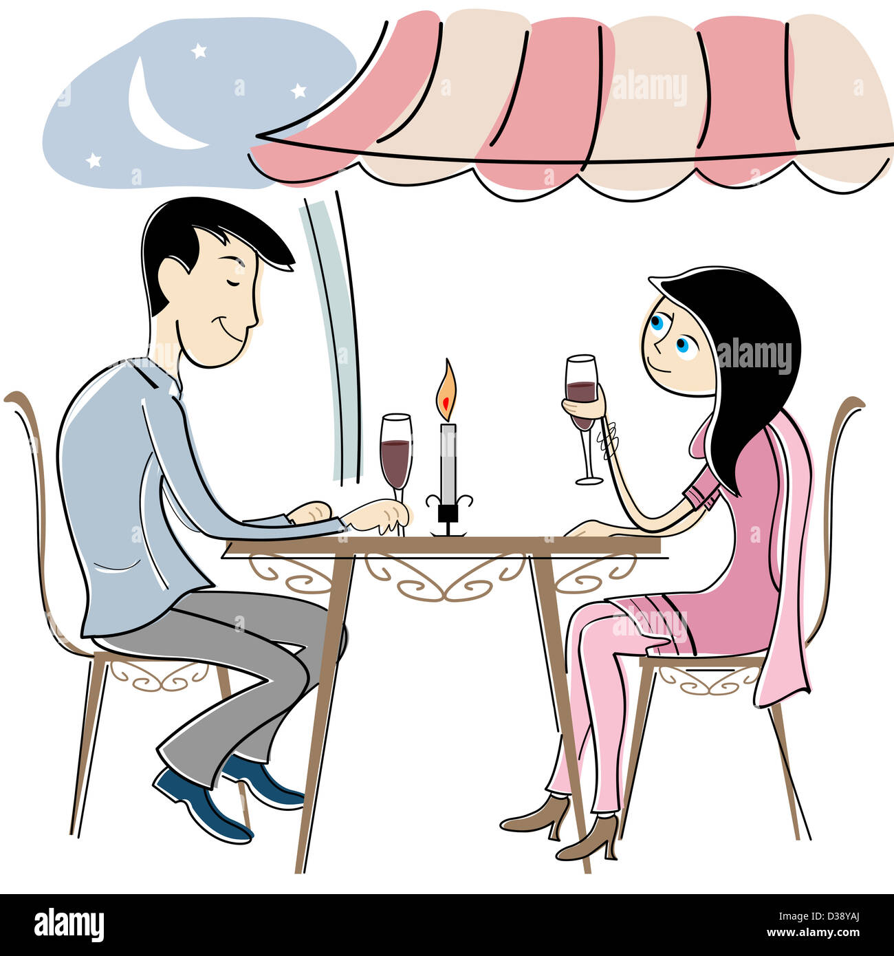 Couple having a candlelight dinner in a restaurant Stock Photo