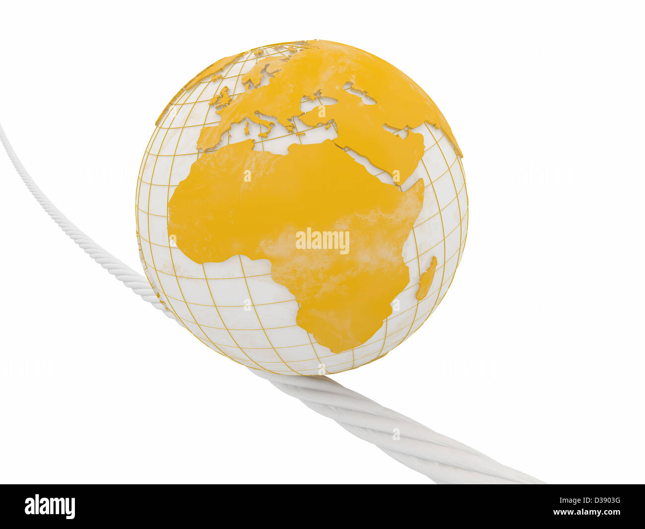 Earth on rope on white isolated background. 3d Stock Photo - Alamy