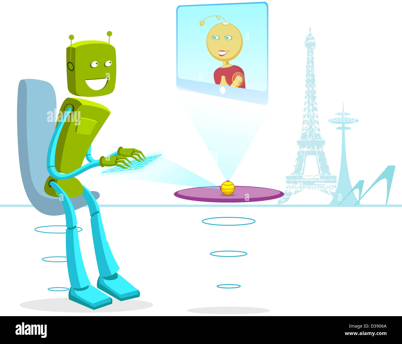 Robot chatting online Stock Photo