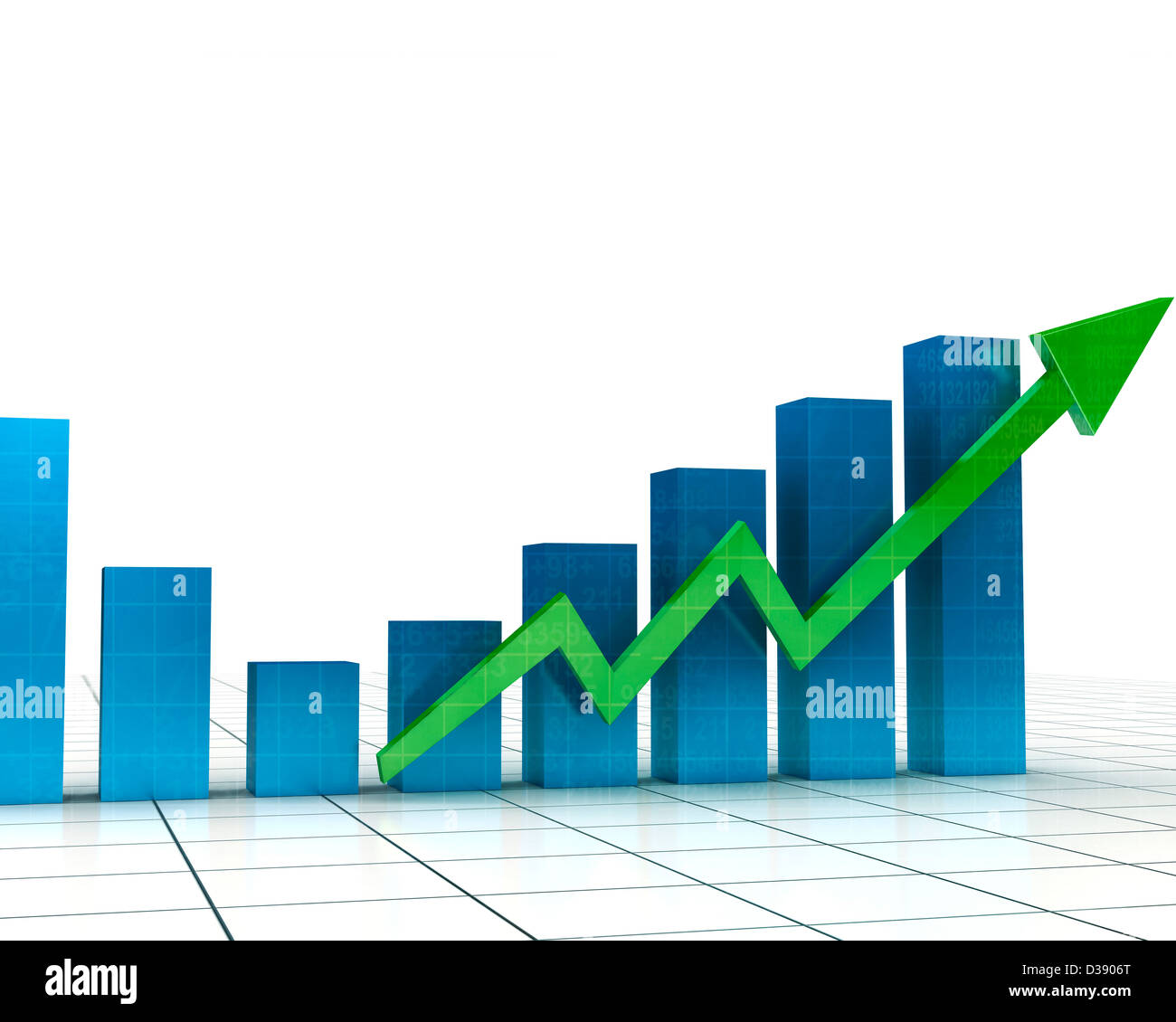 Illustration showing rising bar graph Stock Photo