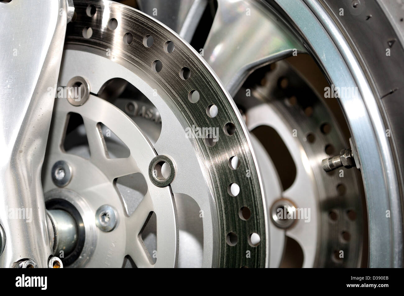 Detail of an motorcycle disc brake Stock Photo Alamy