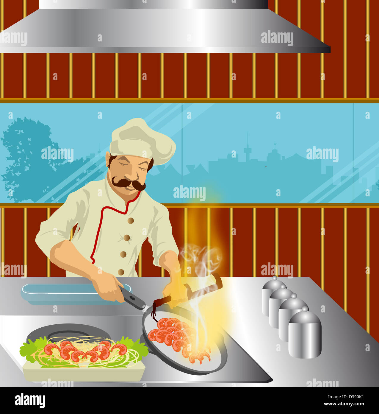 Male chef preparing food Stock Photo