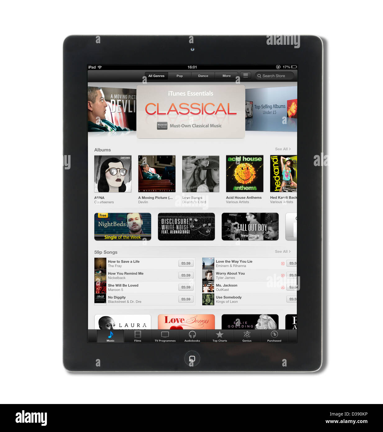 iTunes on the App Store viewed on a 4th generation Apple iPad tablet computer Stock Photo