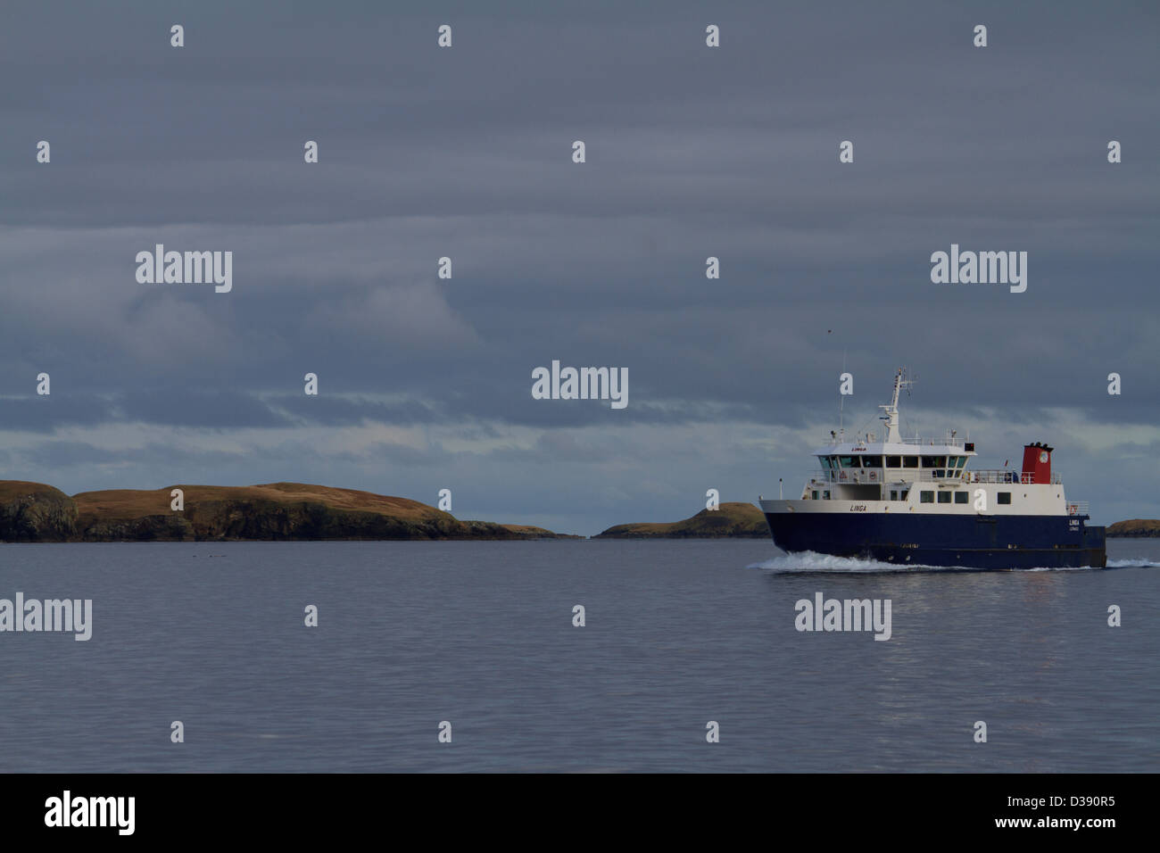 The Whalsay ferry Linga on its way to Shetland mainland Stock Photo
