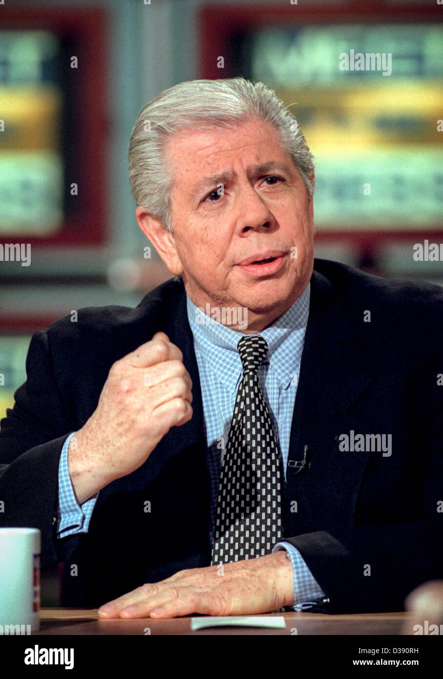 Investigative reporter Carl Bernstein of Watergate fame discusses the impeachment of President Clinton during NBC's Meet the Press December 13, 1998 in Washington, DC. Stock Photo