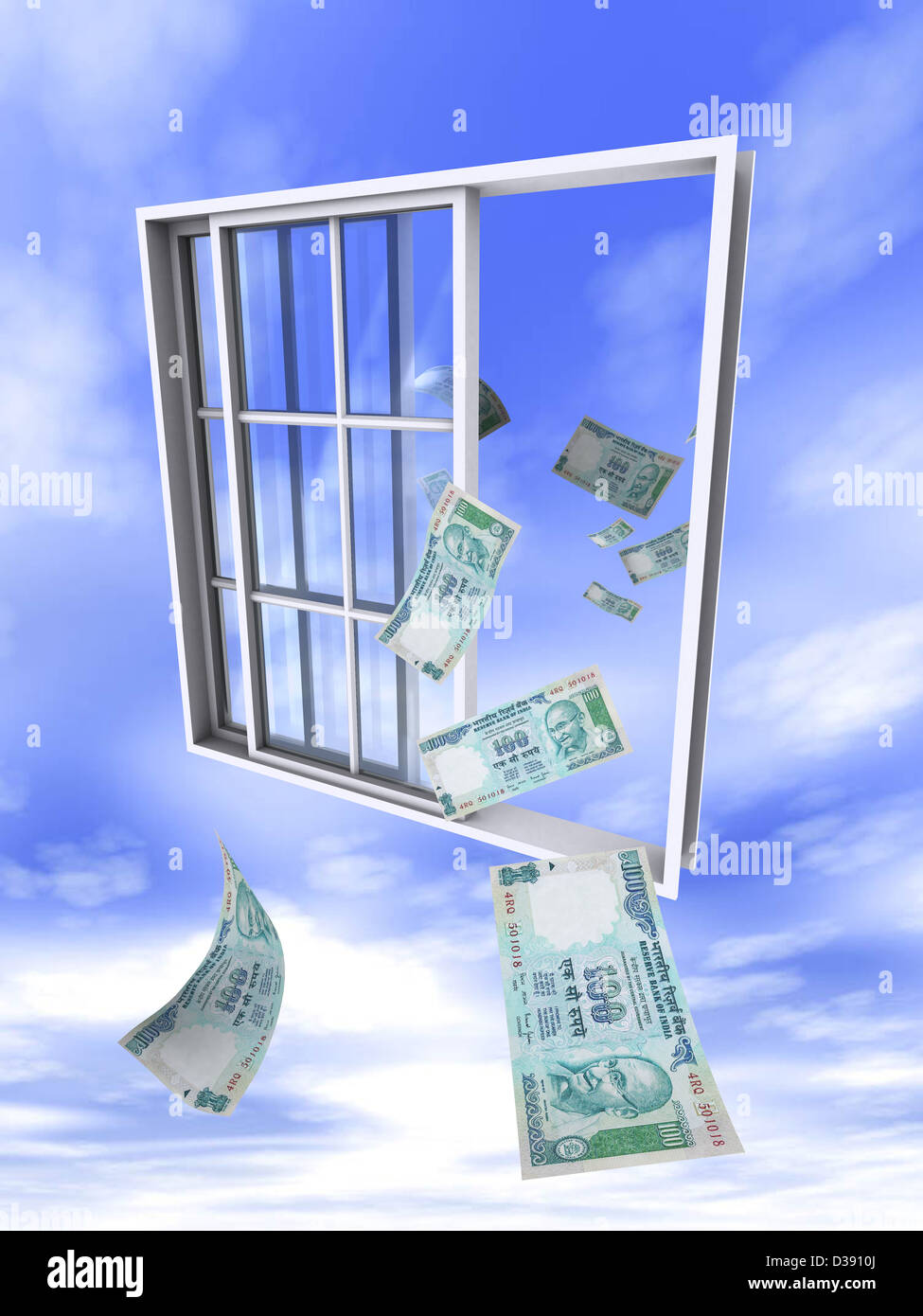 Money flying out window hi-res stock photography and images - Alamy