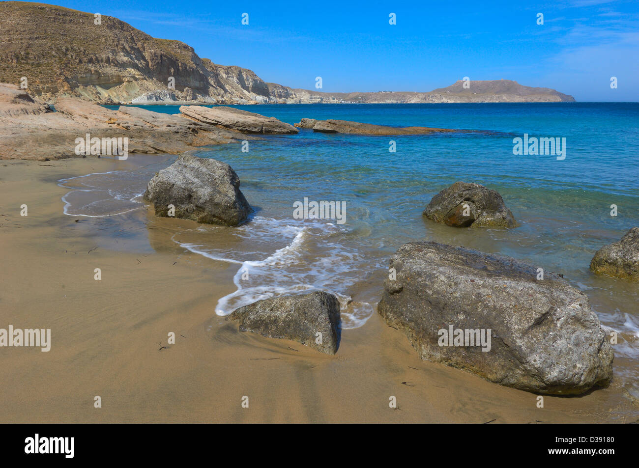 Cabo de Gata, Del Plomo Beach, Cala del Plomo, Cabo de Gata-Nijar Natural Park, Biosphere Reserve, Almeria, Spain, Europe Stock Photo