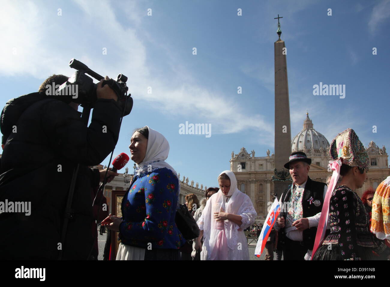 13 Feb 2013 The world's media at the Vatican City, Rome following the resignation announcement by Pope Benedict XVI Stock Photo