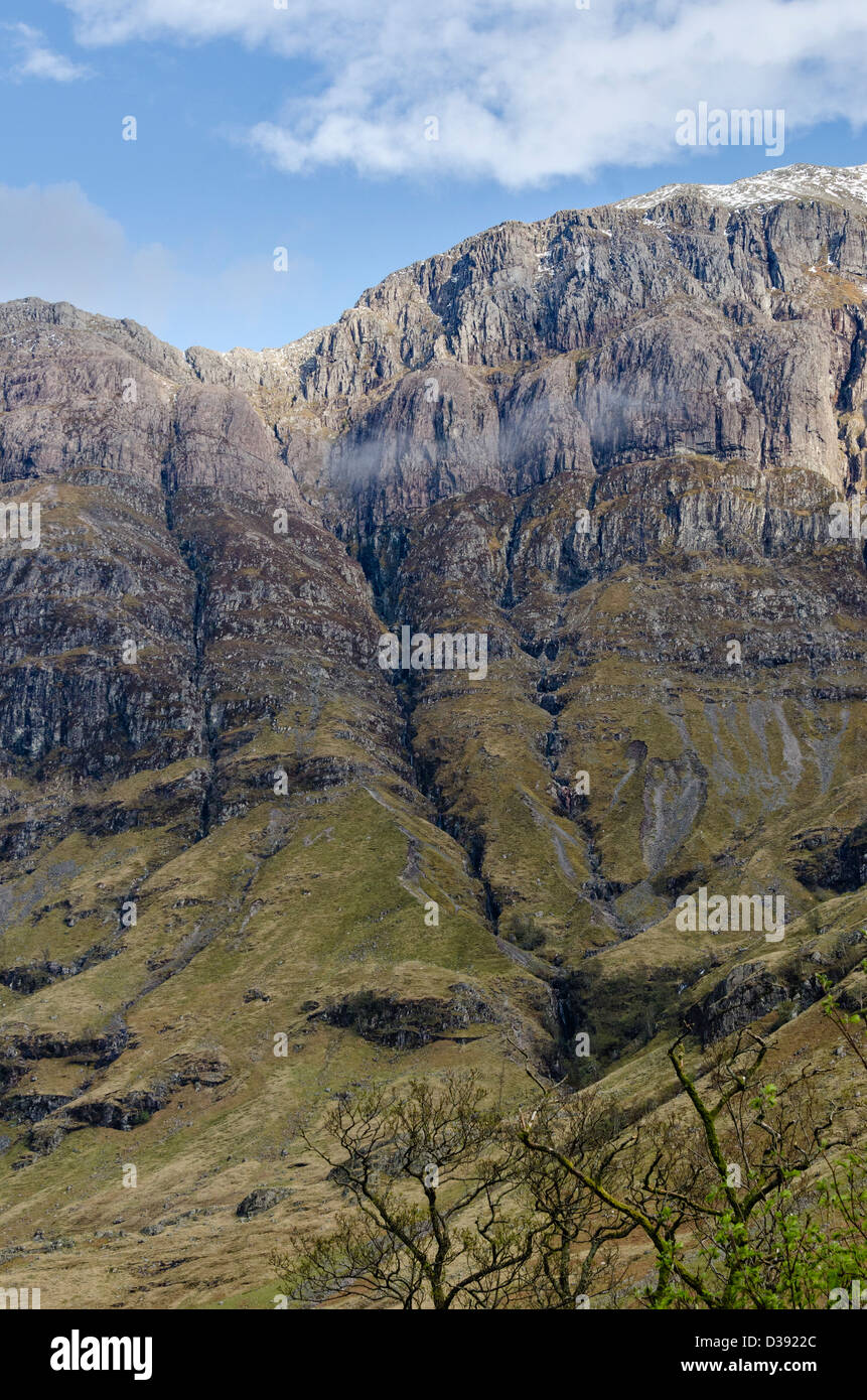 The great rock buttress of Aonach Dubh in Glen Coe Stock Photo