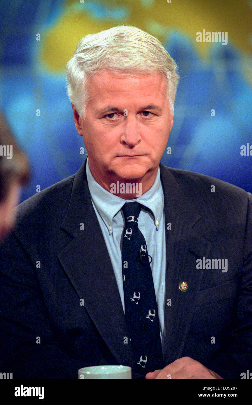 Rep. William Delahunt, member of the House Judicary committee discusses the upcoming impeachment hearings against President Clinton during NBC's Meet the Press October 11, 1998 in Washington, DC. Stock Photo