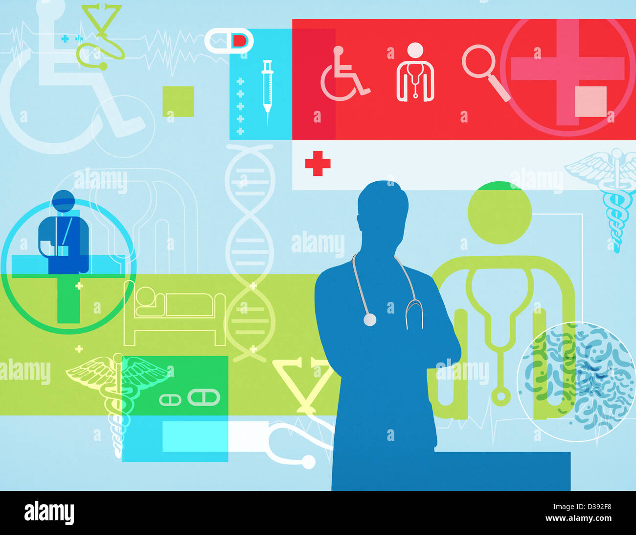 Doctor with medical symbols Stock Photo