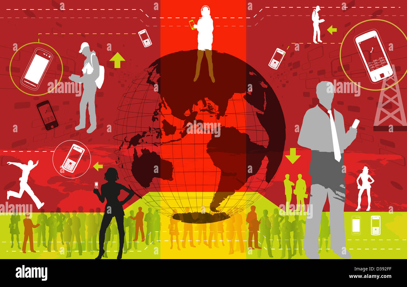 Illustrative representation showing global communication Stock Photo