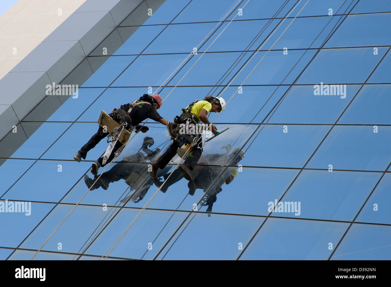 Skyscraper Window Cleaners Stock Photo Alamy