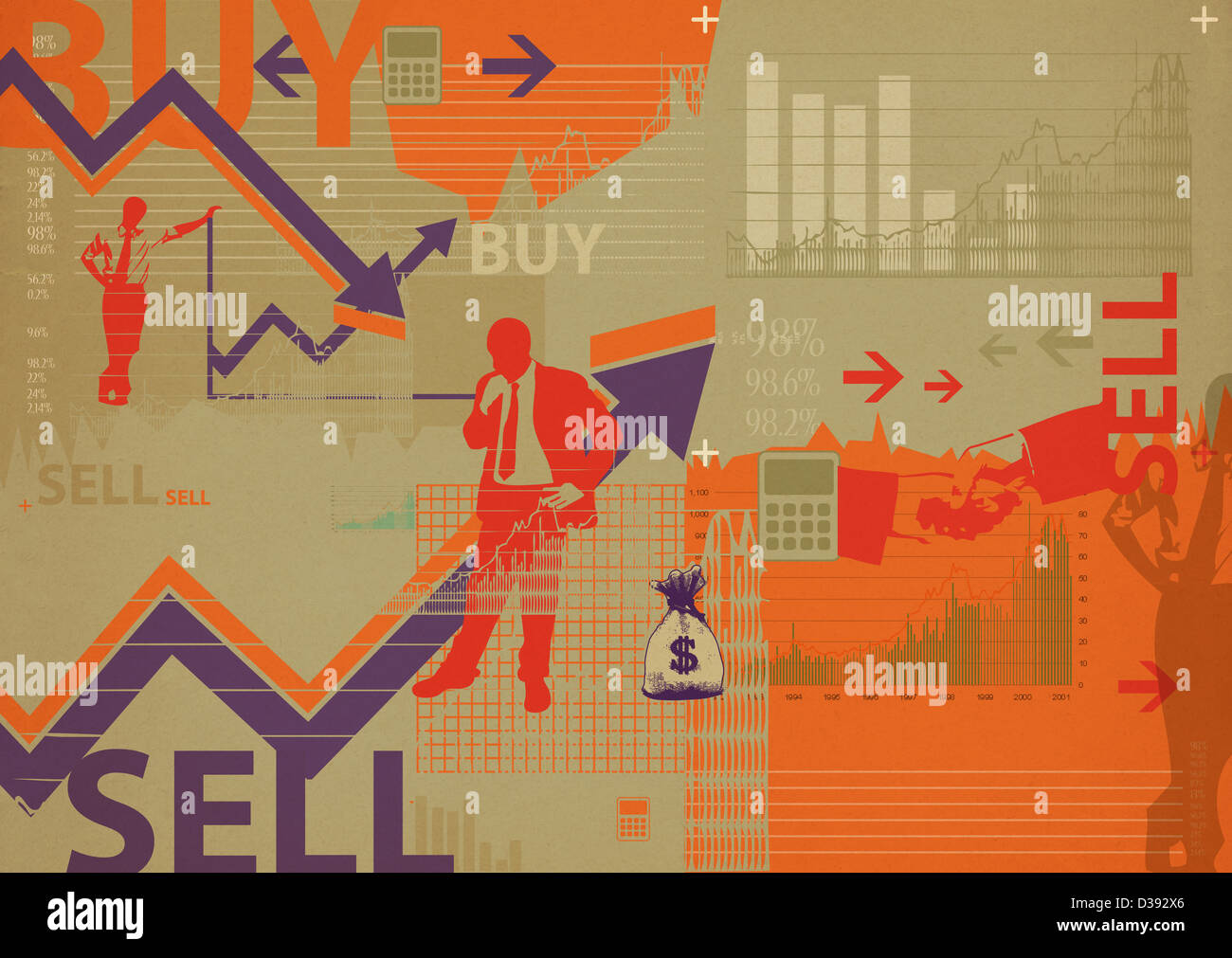 Illustrative representation showing share trading Stock Photo