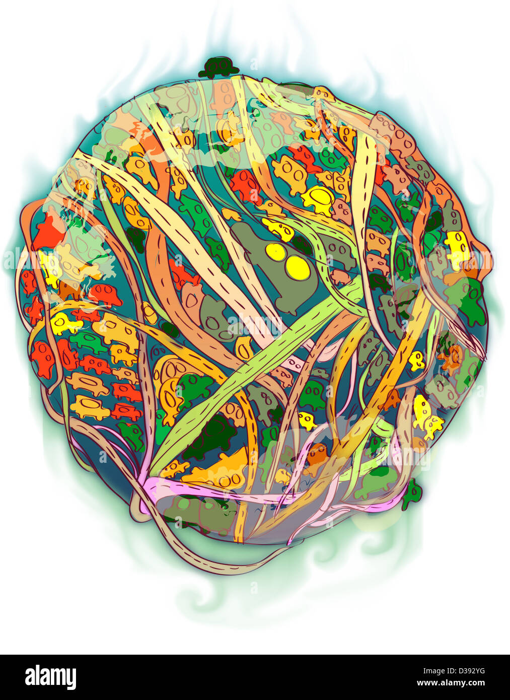 Illustrative representation of a globe showing environmental issues ...