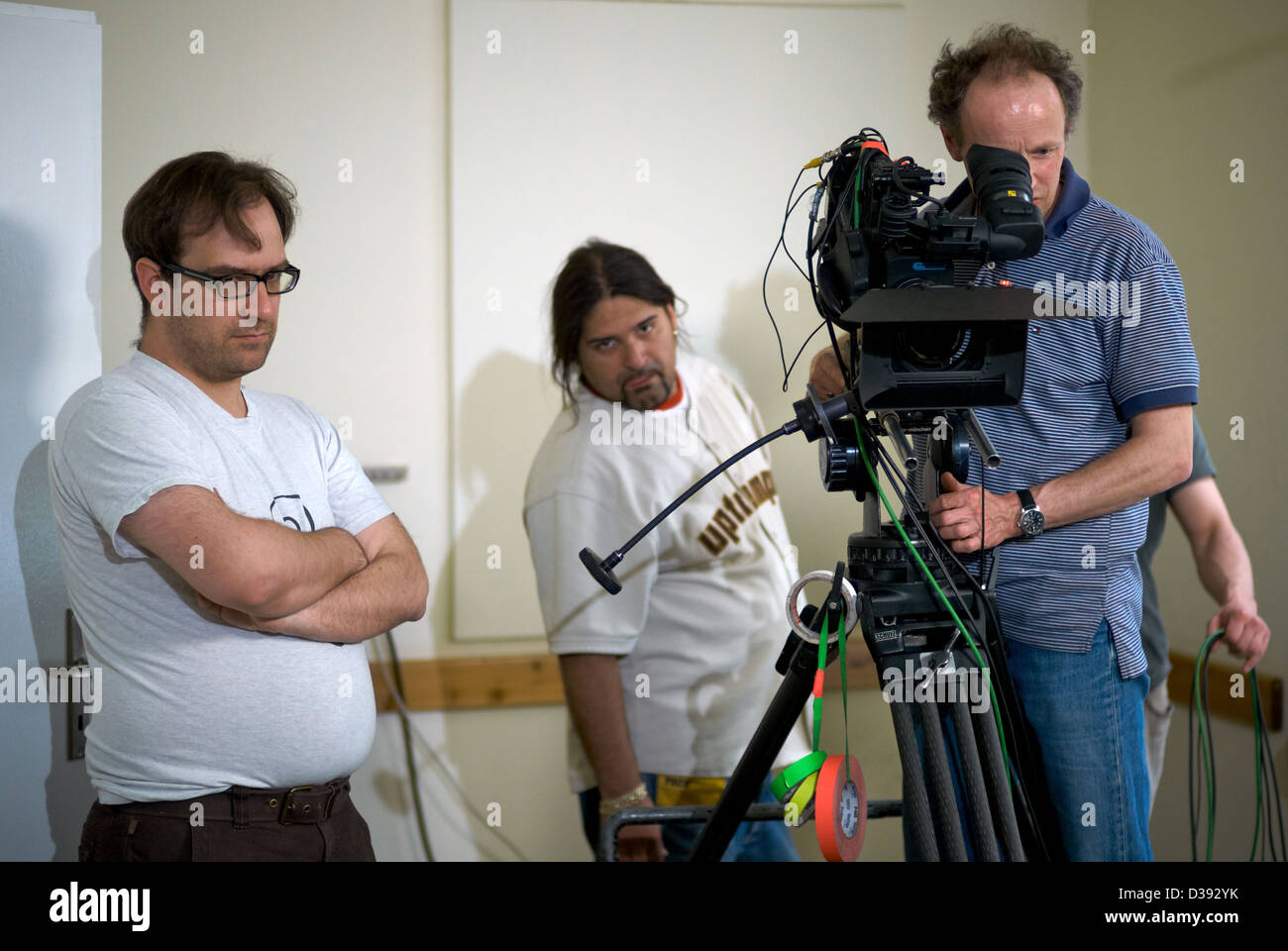 Berlin, Germany, the camera crew from filming a student film Stock