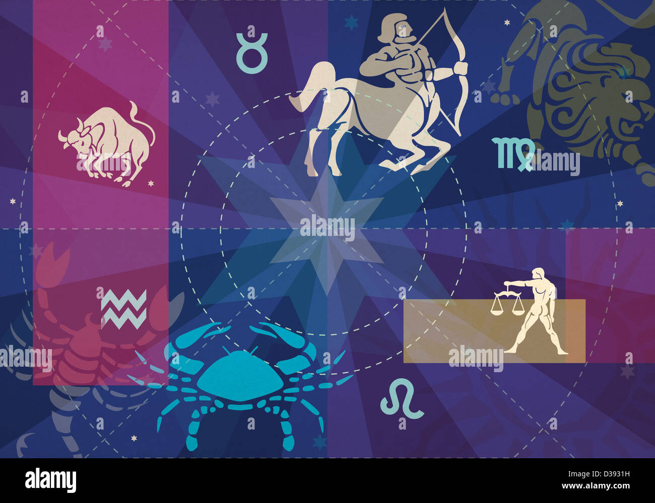 Twelve signs of zodiac Stock Photo