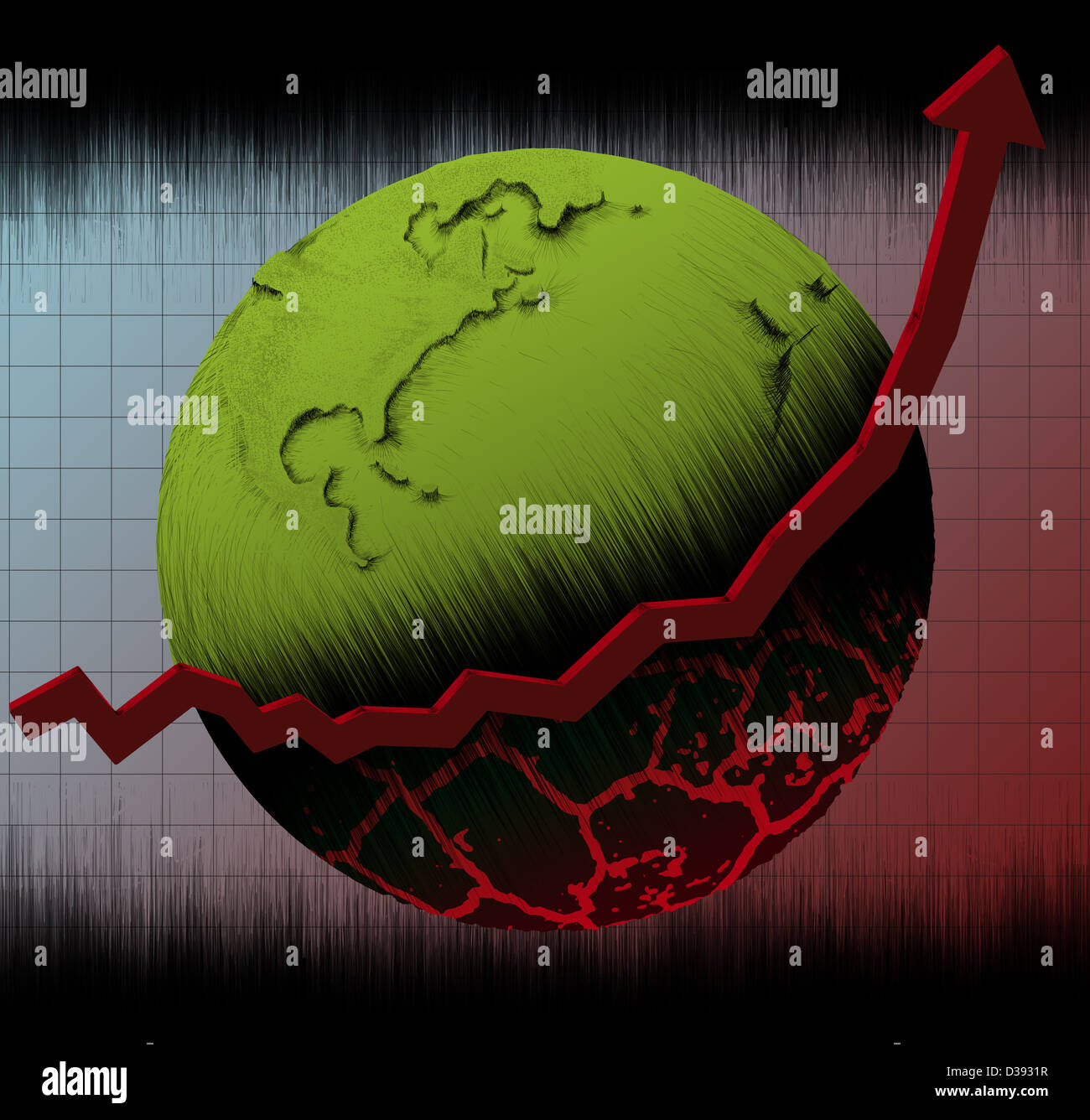 Illustrative representation showing rising danger level on earth Stock Photo