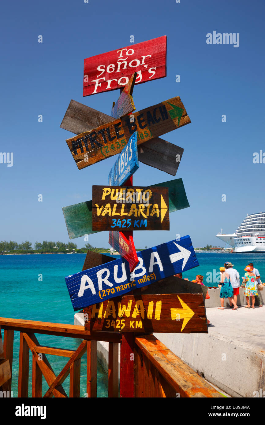 Sign post, Nassau, bahamas Stock Photo