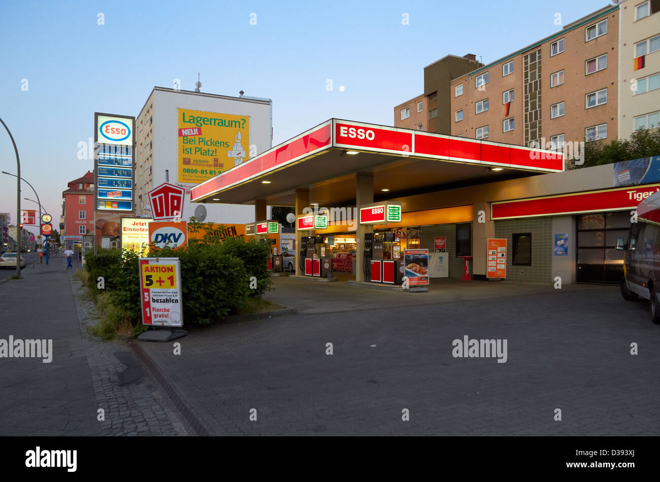 Berlin, Germany, Esso gas station early this morning Stock Photo
