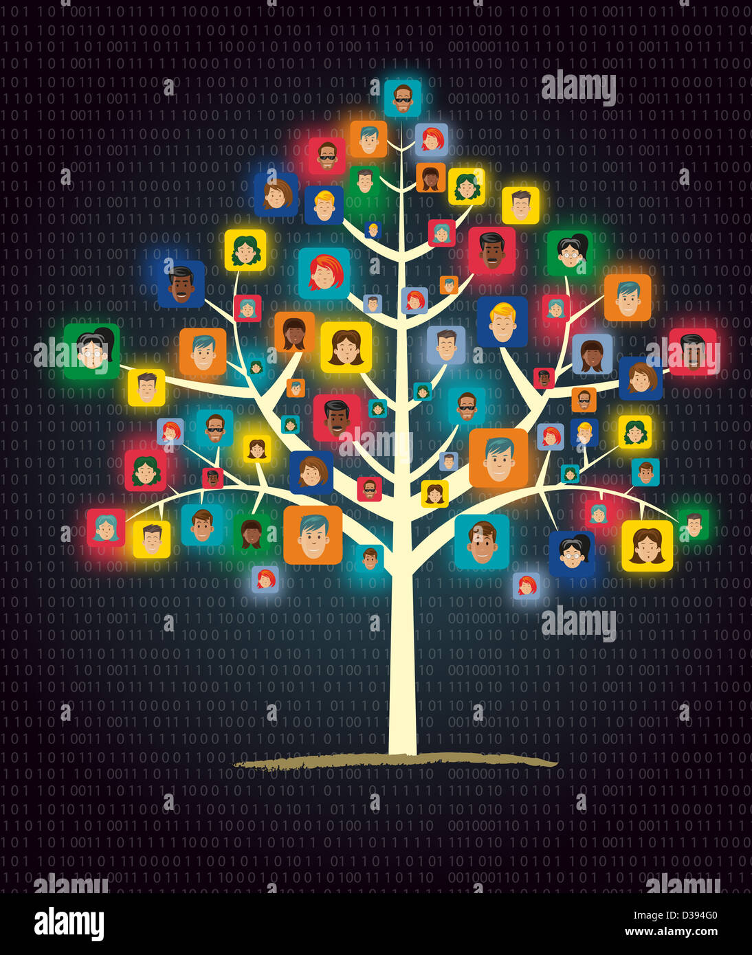 Illustration of networking tree showing human connection Stock Photo
