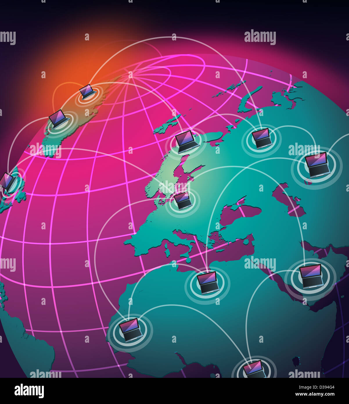 Illustrative representation of network globalization Stock Photo