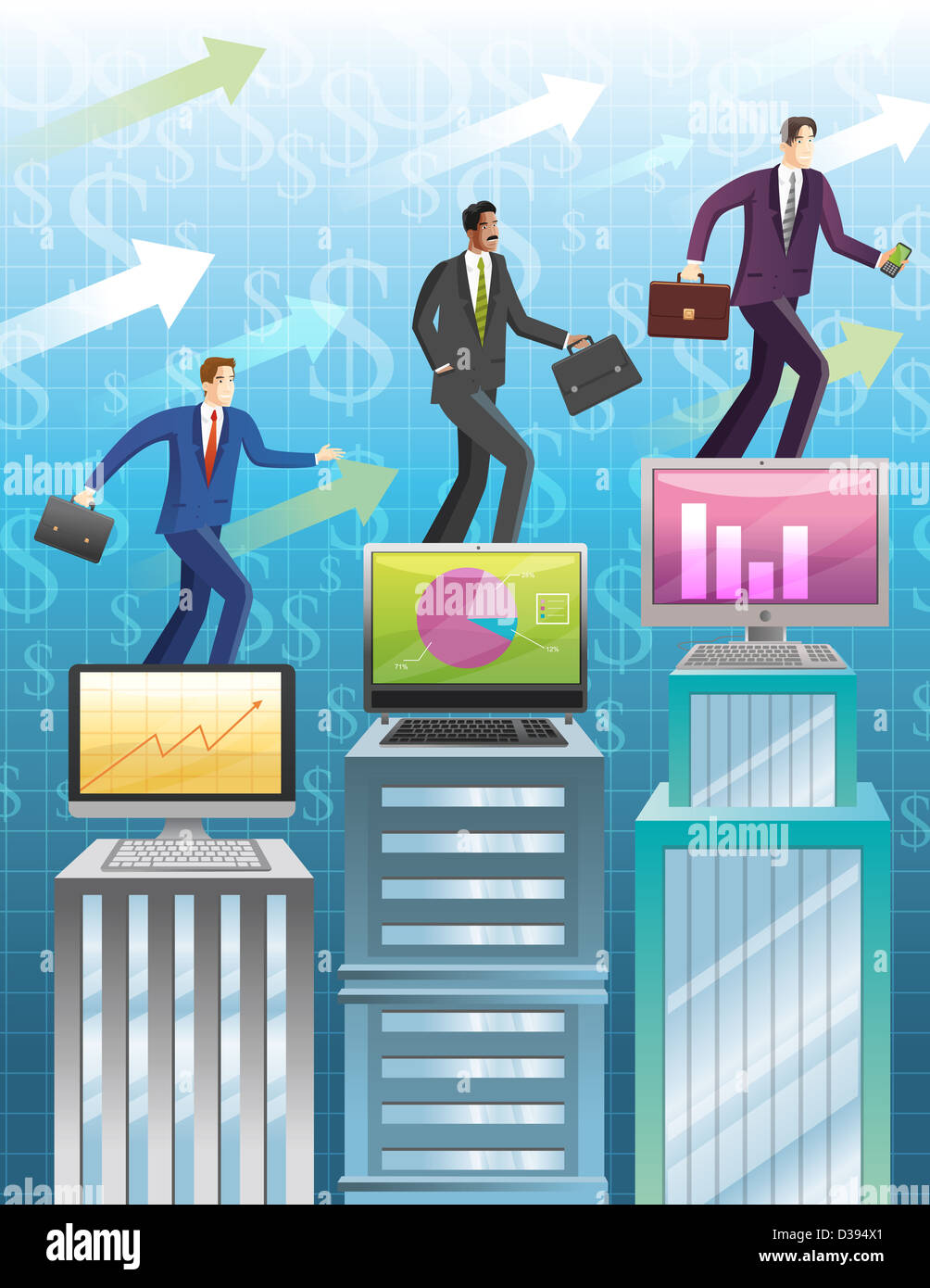 Conceptual image of businessmen with their performance chart Stock ...